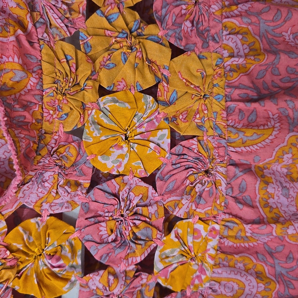 THML Pink & Mustard Paisley Ruffle Yoke Sleeveless Top - Picture 3 of 7